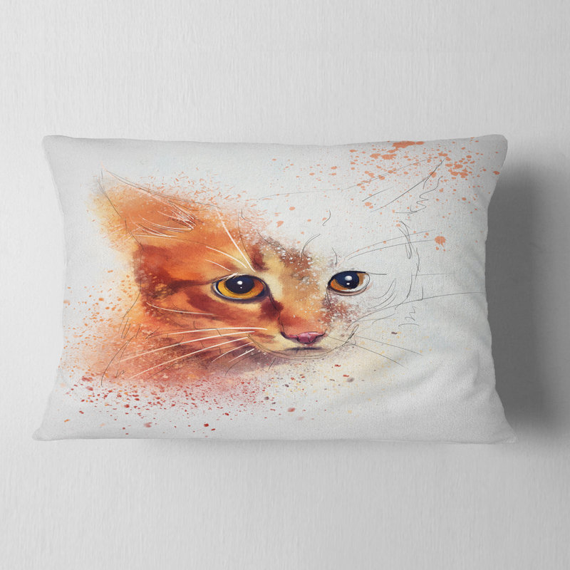 Magnifique chaton brun aquarelle - coussin décoratif imprimé animal