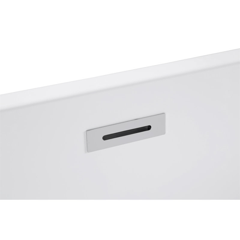 Baignoire autoportante en acrylique de 43 po, forme rectangulaire spacieuse, finition blanc brillant, trop-plein chromé et bonde escamotable certifiée CUPC
