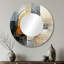 Or gris brillant géométrie VI - miroir mural abstrait de collages, miroir décoratif rond doré, impression d'art en métal-99620310