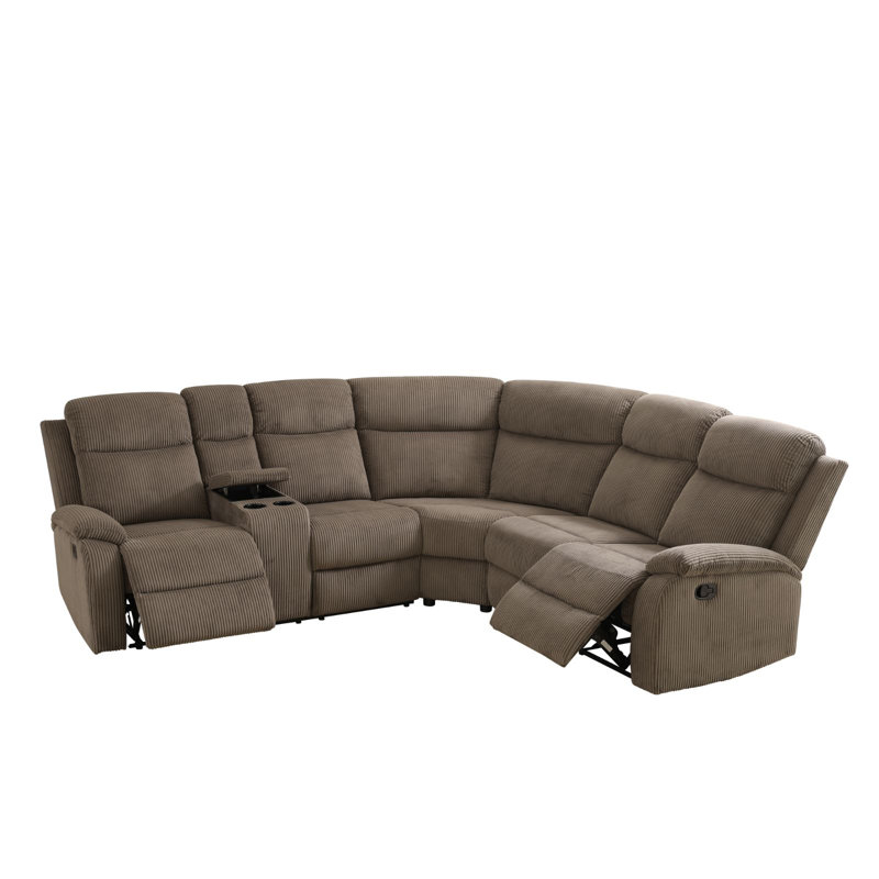 Canapé modulaire inclinable 3 pièces avec console centrale et porte-gobelets Contemporary, Orienté à gauche (vu de face)