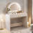 Makeup Vanity Table With Touch Screen Lighted Mirror, Dressing Table With A Drawer And Curved Edges