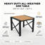 Table de bout extérieure noire en métal robuste, table d'appoint 18,9 pouces résistante aux intempéries pour terrasse de balcon