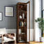 Vitrine à 5 tablettes avec portes en verre et lumières à DEL, convient à la vaisselle, trophées dans la salle à manger, profondeur 15,71 po, hauteur 71,3 po, armoire de rangement en noyer, tablettes, portes, poupées, grand, couleur