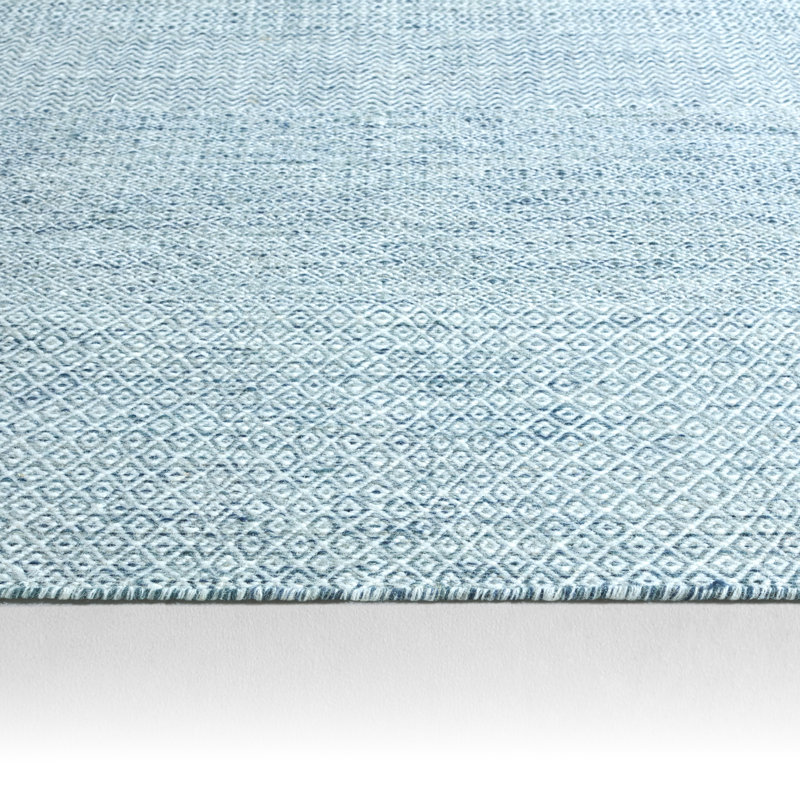 Provence Wool Geometric Area Rug in Light Blue/Ivory, Rectangle 8' x 10'