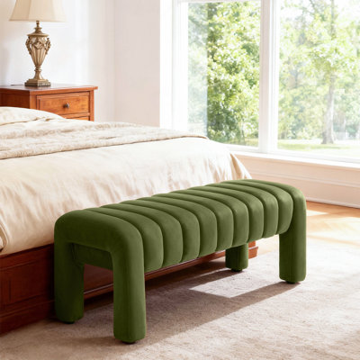 Oyan Modern Channel Tufted Backless Upholstered Bench