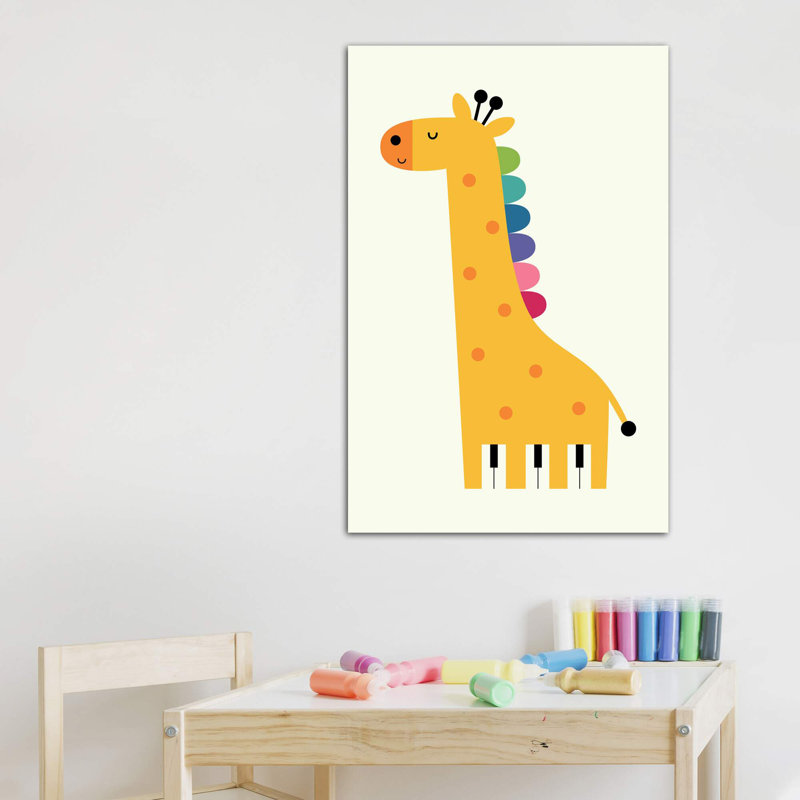 Girafe Piano par Andy Westface - impression d'art graphique, Pas de tapis, H 40 po x l 26 po x P 1,5 po, Toile tendue
