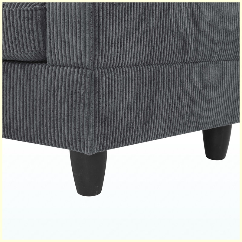 Canapé modulaire en velours côtelé avec repose-pieds Savannah, canapé convertible en L pour salon, appartement et maison
