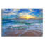 Art mural en verre acrylique 24 po x 16 po «Blue Beach Waves Sunset Tropical Seascape» par Ezra Tanner-1698141587
