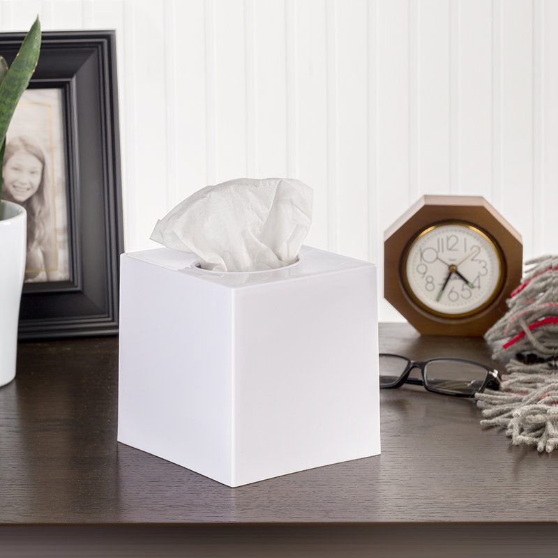 Couvercle de boîte à mouchoirs beige - carré, Blanc