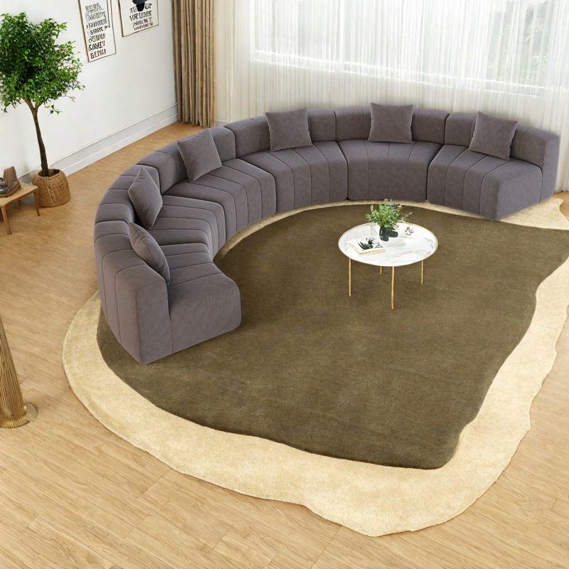 Élégants canapé modulaires courbés avec 6 coussins pour le salon