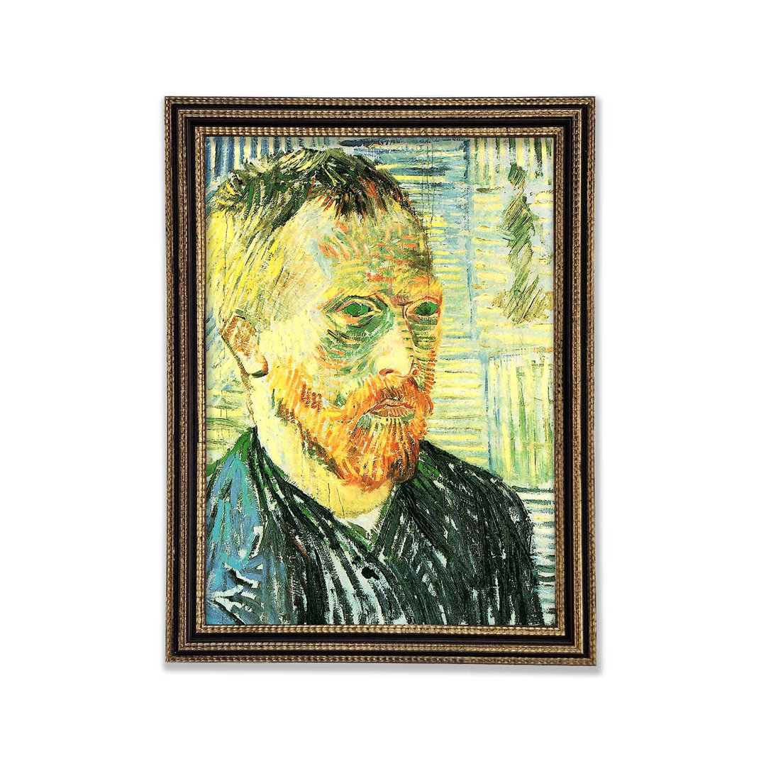 Van Gogh Selbstporträt mit Hintergrund aus japanischem Holzschnitt - Druck