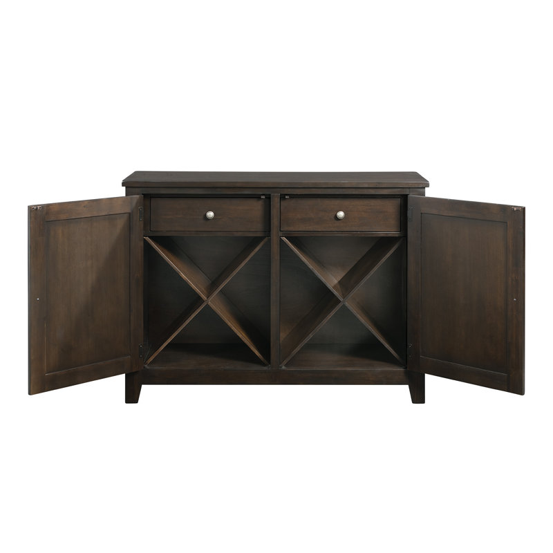 Alpha Dark Brown Solid Wood Sideboard with Wine Storage