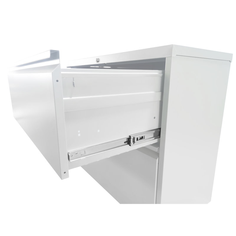 2-Drawer Vertical Metal File Cabinet with Lock, White Office Storage Organizer