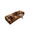 Canapé brun clair, taie d'oreiller amovible, tissu de flanelle, structure en bois massif, rembourrage en éponge haute densité, style nordique moderne, 4 coussins décoratifs.-1026089331