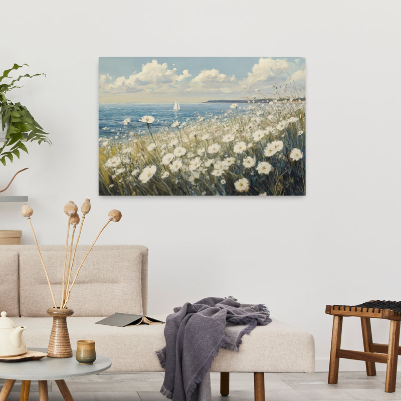 Art contemporain, impression de marguerite, H 24 po x l 36 po