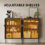 Armoire en métal noir avec tablettes réglables, buffet industriel de 47 po et station de café, armoire de rangement en acier ventilé avec portes magnétiques pour la cuisine, le bureau et le salon
