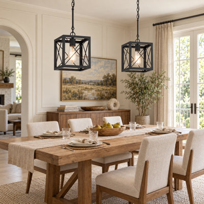 1 - Light Kitchen Island Lantern Square/Rectangle Pendant