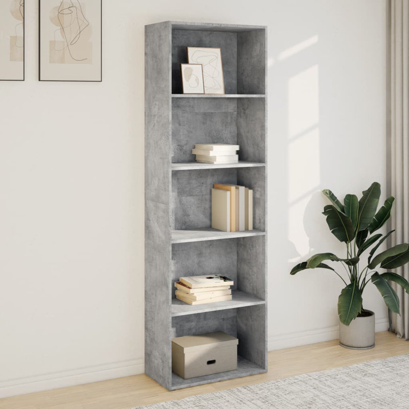 Analuisa Bookcase, (4 Shelves) 189cm H x 60cm W x 30cm D, Concrete Grey