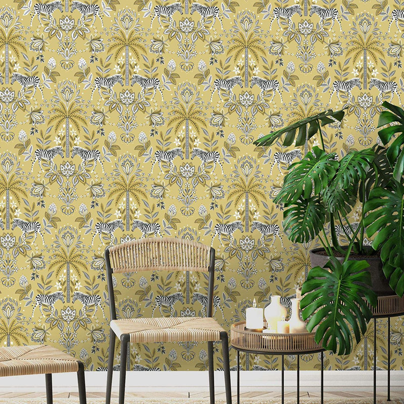 Mayra 10.05m x 53cm Matte Wallpaper Roll, Ochre