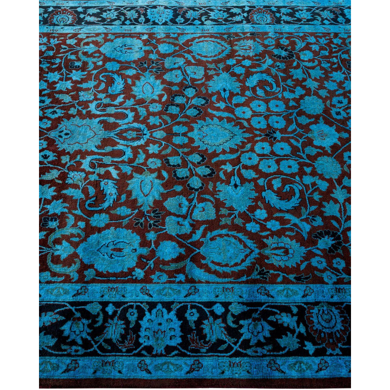 Tapis bleu noué à la main de conception unique Holsworth - bleu