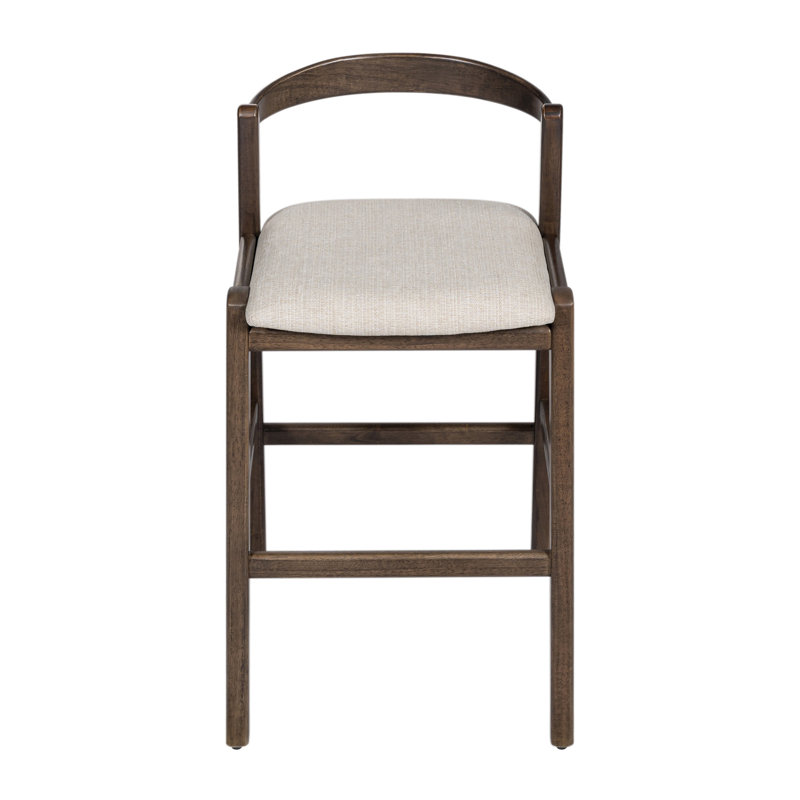 Tabouret de bar rembourré en bois d'hévéa beige l 20,75 po x P 19,25 po x H 39 po Balmain, Natural