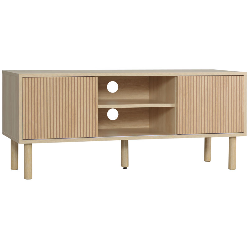 HOMCOM TV Stand Cabinet for Television up to 50", Natural Wood Finish