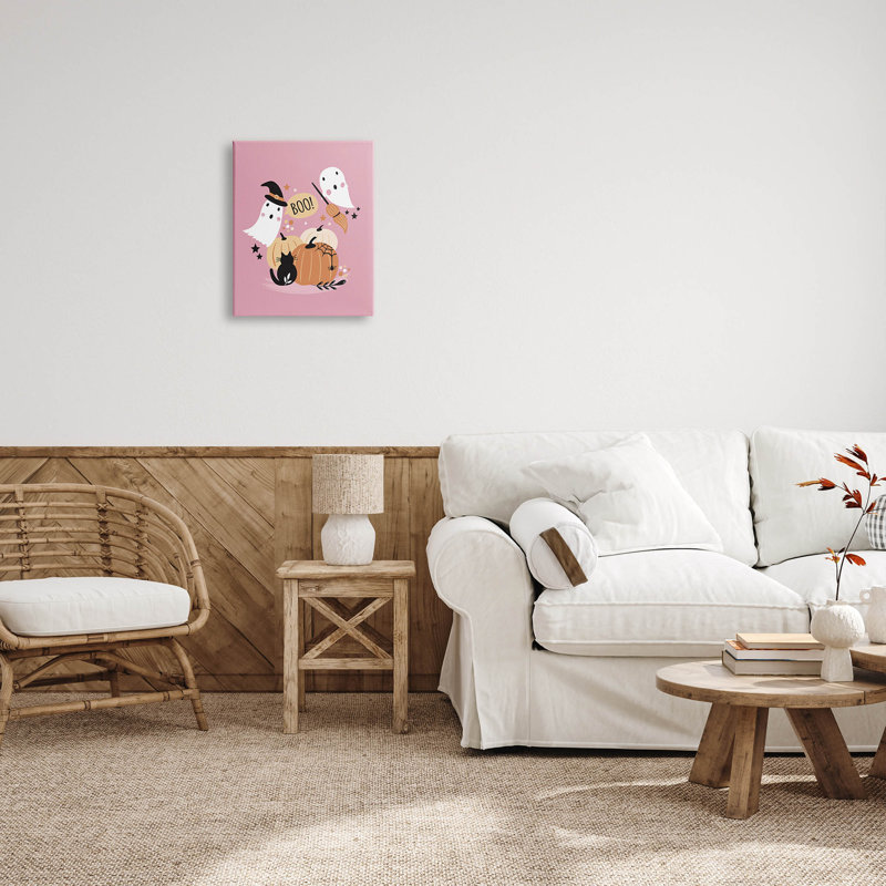 «Pink Boo Halloween Ghost», art mural par Louise Allen Designs, H 20 po x l 16 po x P 1,5 po