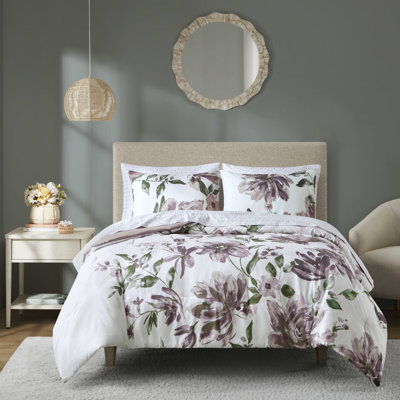 Édredon pour grand lit avec draps mauves - microfibre taupe