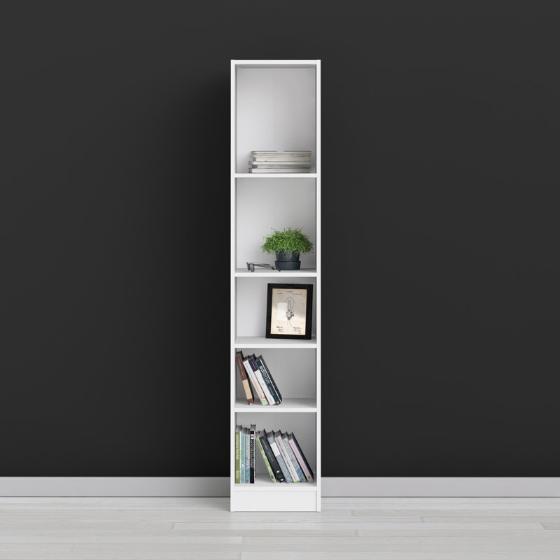 Bibliothèque étroite 5 tablettes Darwen, Blanc