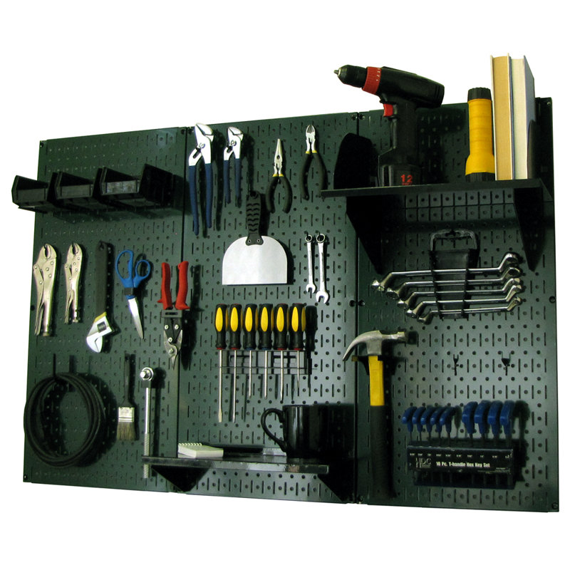Pegboard Standard Tool Storage 32" H x 48" W Kit, Green and Black