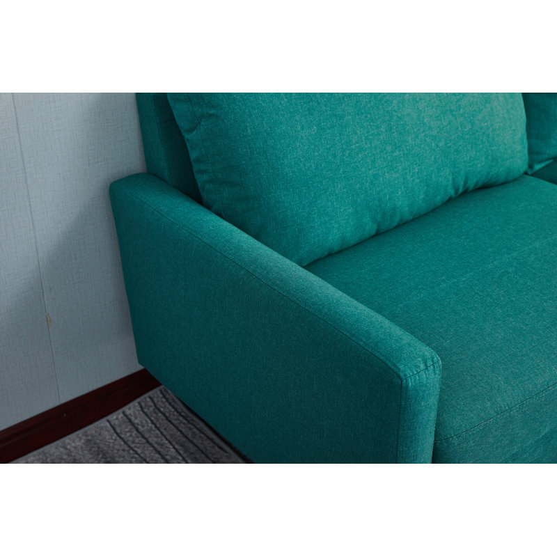 Canapé à accoudoirs carrés Seaddon, Mélange de lin vert, H 35 po x l 58 po x P 32 po