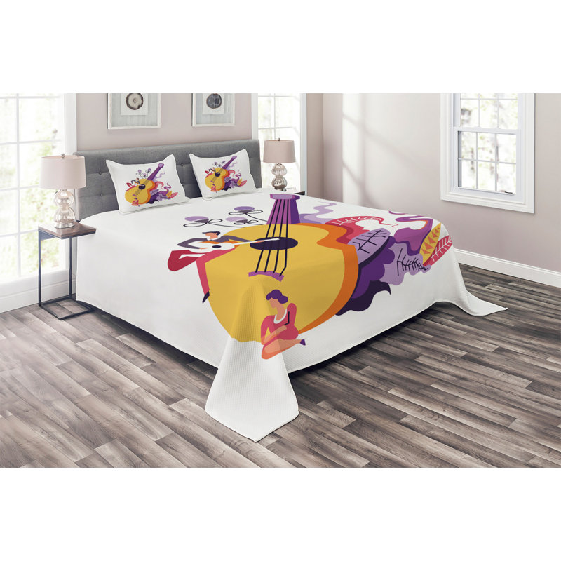 Music Polyester Coverlet, King Bedspread + 2 Shams
