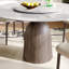 Table de salle à manger 53 "pour 6 personnes avec plateau tournant en pierre frittée + base en bois de noyer foncé-116510856-116510854