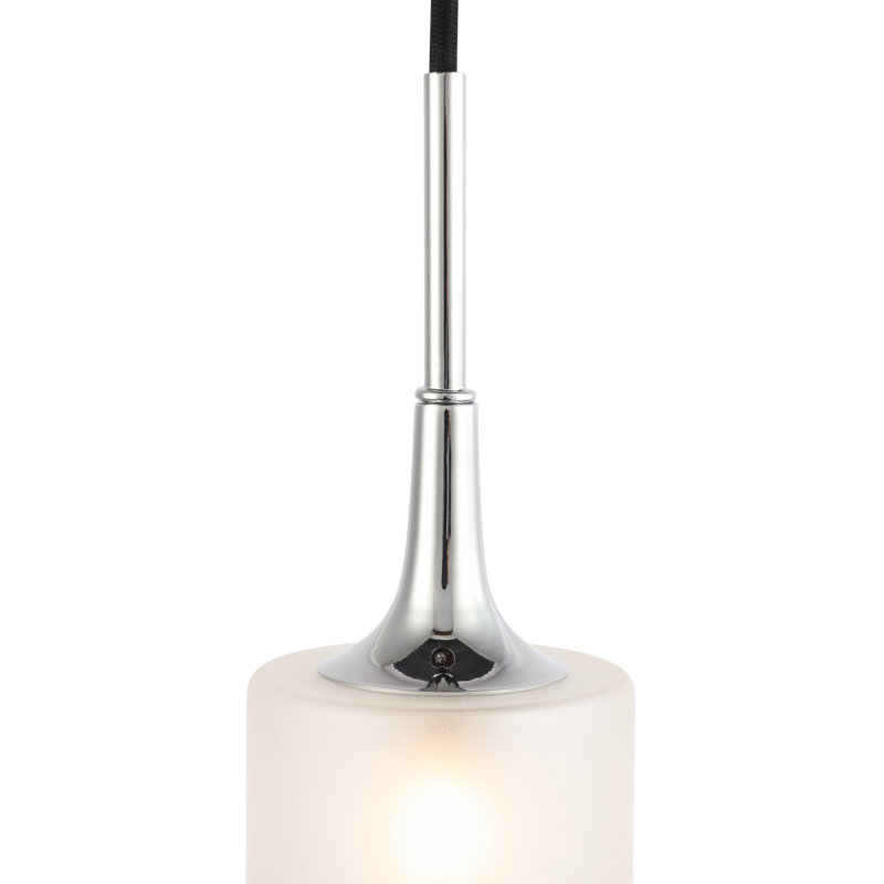 Luminaire suspendu cylindrique simple à 1 lumière Shults, Chrome, Halogène