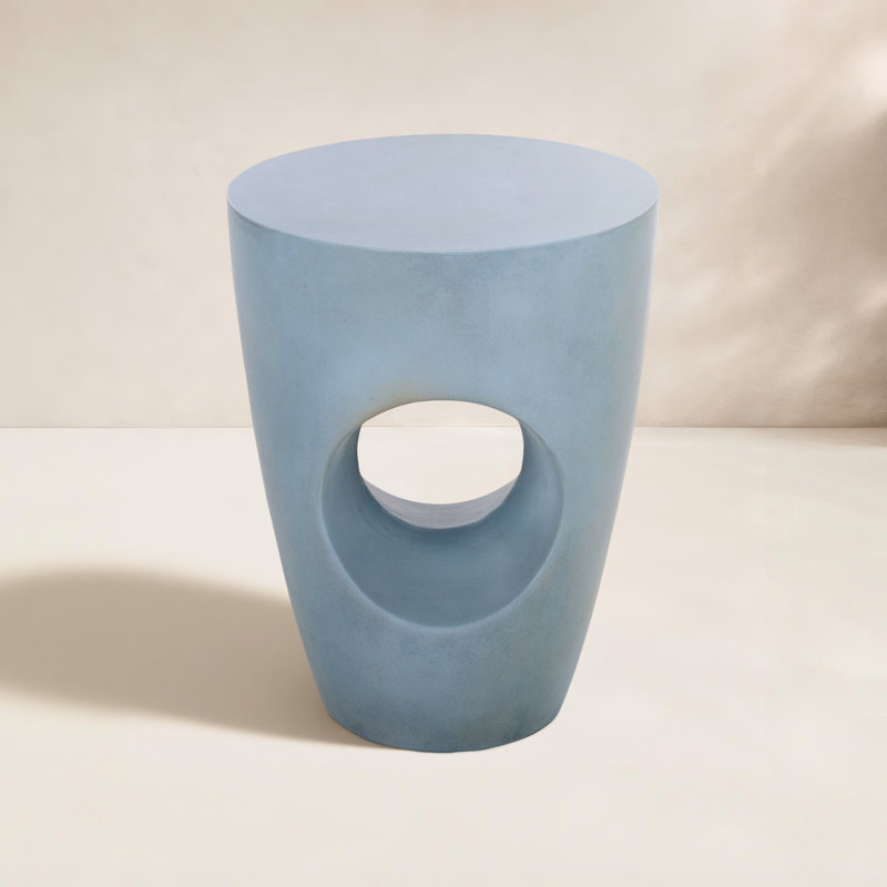 Avoriaz Concrete Abstract End Table, Powder Blue