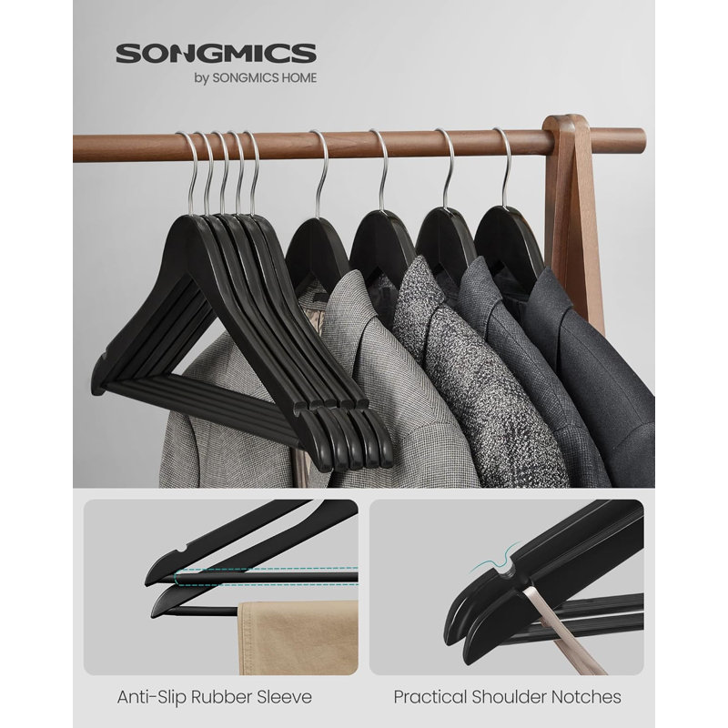 Solid Wood Non-Slip Standard Hanger for Dress/Shirt/Sweater, Black
