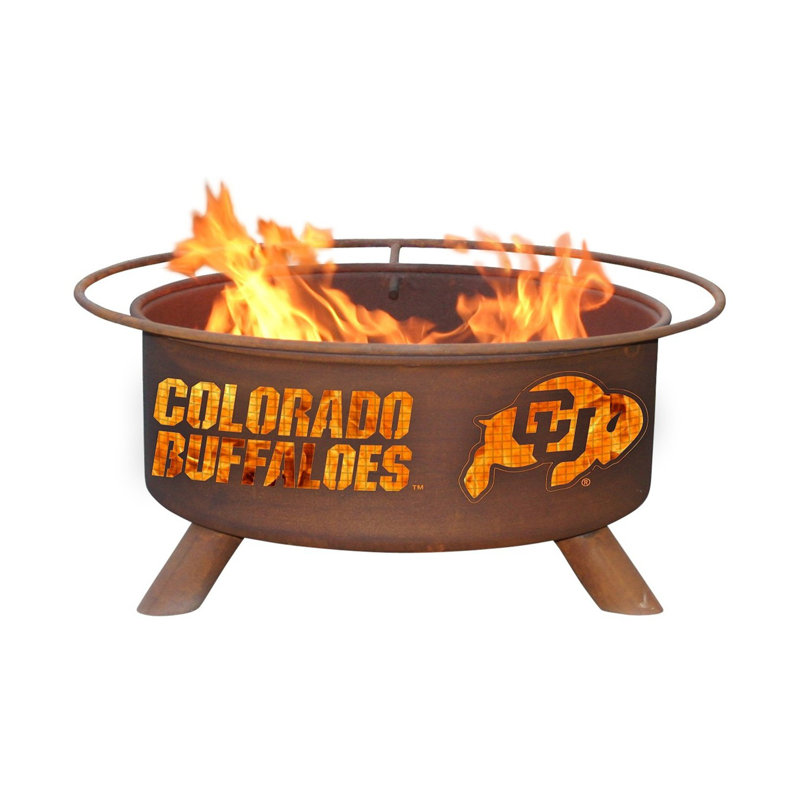 Collegiate Series 16" H x 30" W Steel Outdoor Fire Pit with Lid, University of Colorado