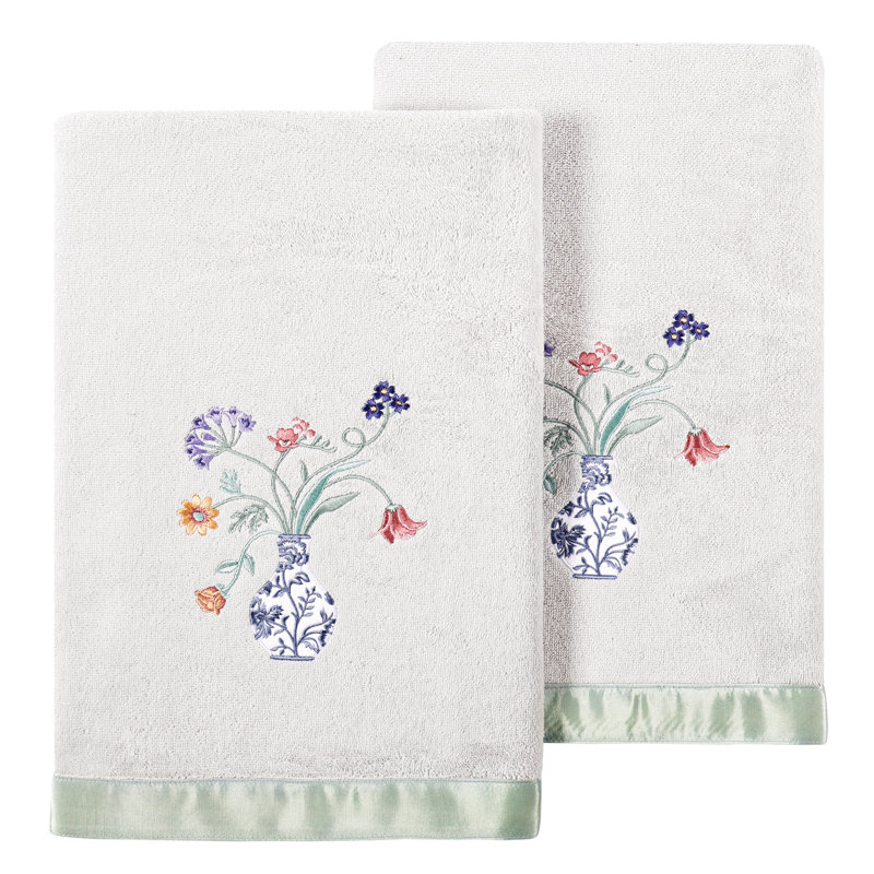 Turkish Cotton Fingertip Towel, Silver, Bath Towel-2Pack