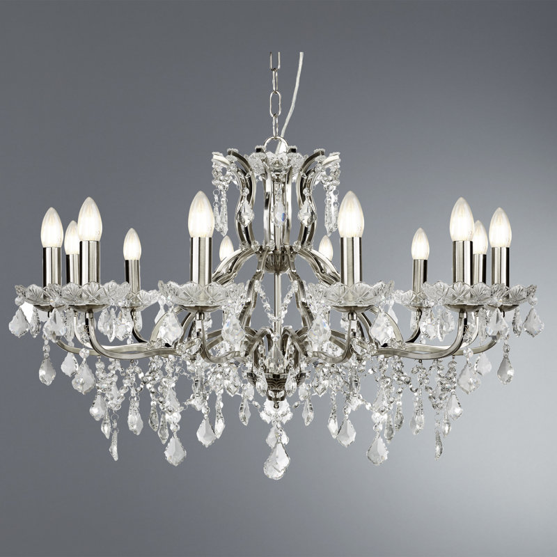Plaisir 12 - Light Candle Style Chandelier, Satin Silver