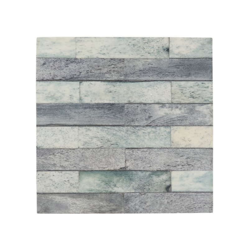 Inlay Coasters (Set of 4) – Rustic Tile Pattern Drink Coasters for Coffee Table, Dining Table and Entertaining