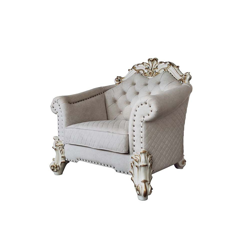 Fauteuil capitonné H 48 po Haskard, Mélange de polyester blanc, Blanc