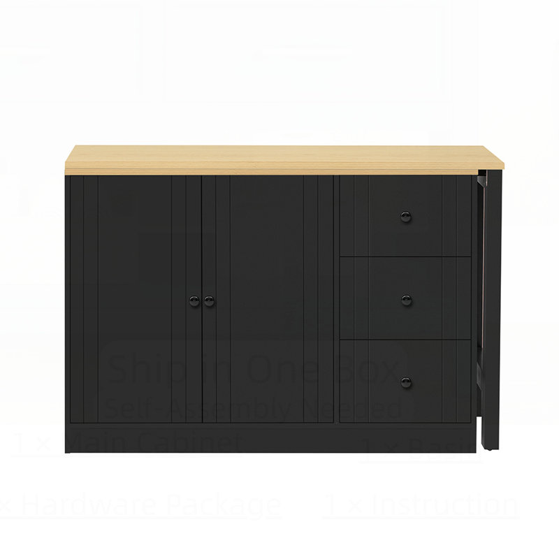 Buffet en bois avec table extensible, armoire de rangement multifonctionnelle pour les petits espaces et la vie moderne