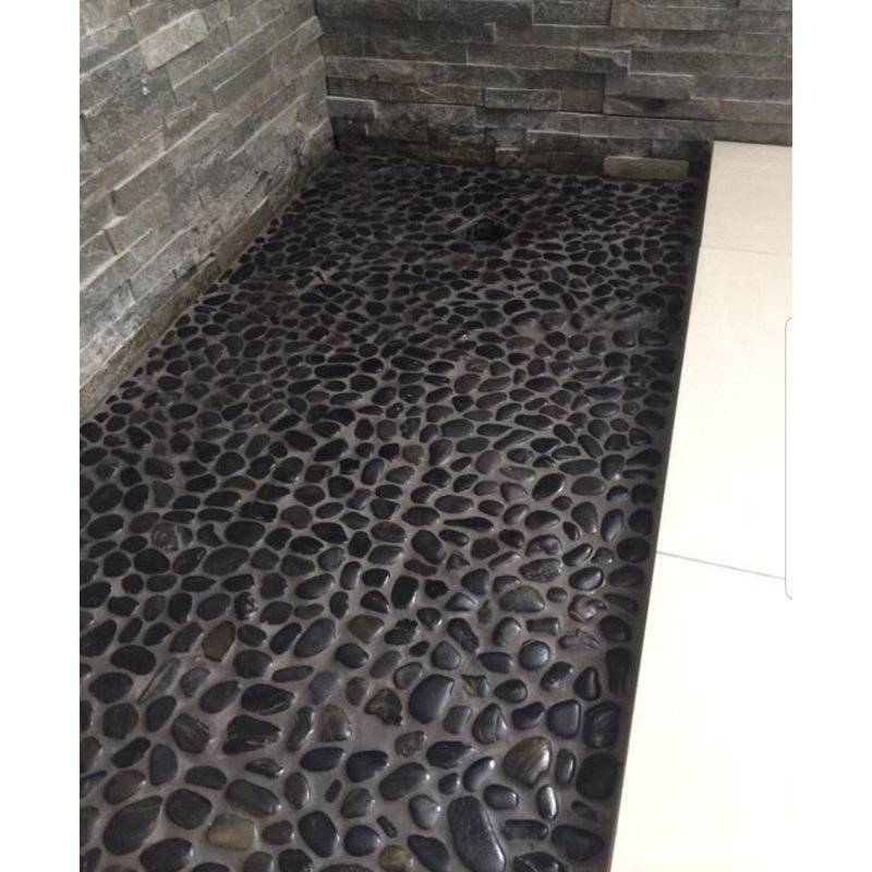Matte Black Standing Pebble Mosaic 12" x 12"