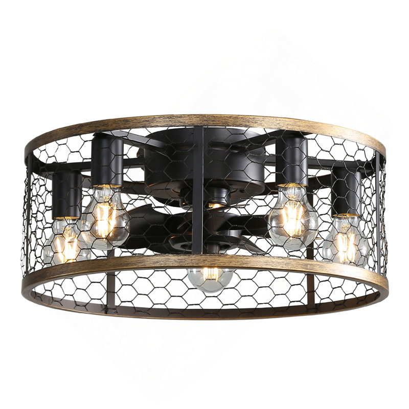 Ventilateur de plafond industriel en cage de 20 pouces, avec moteur à courant continu réversible à 7 pales ABS, petit ventilateur encastré pour ferme