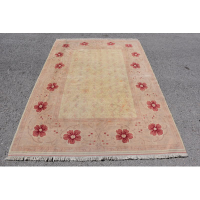 Tapis 5,3 x 7,5 pi, tapis rétro, tapis marocain, tapis décoratif, tapis oriental beige, tapis turc