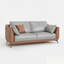 Canapé 60 po en similicuir 60 po, canapé 2 places rembourré avec 3 coussins, causeuse confortable pour le salon et le bureau avec pieds en fer, ensemble orange et gris-124736873