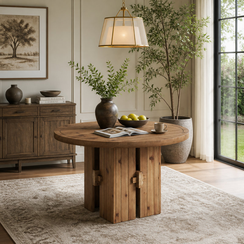 with Solid Wood Base Dining Table