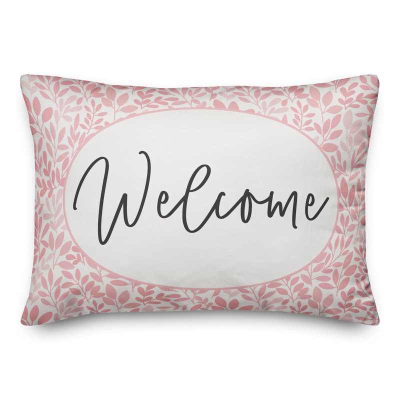 Welcome Floral Throw Pillow