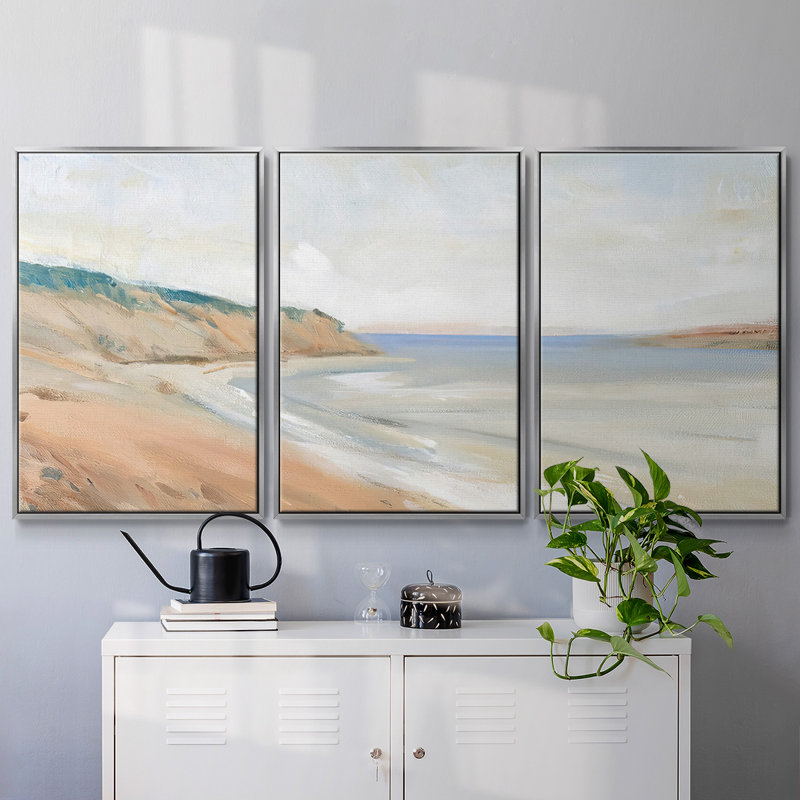 Étude de rivage I 3 pièces, H 24 po x l 48 po x P 2 po, Argent