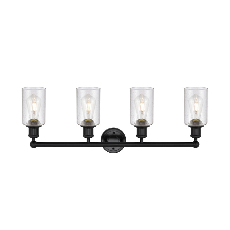 Éclairage pour meuble-lavabo à 4 lumières 30,875 pouces Caldello, Noir mat, Bullé